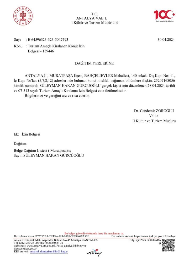 KIBALI RASMI KUTOKA WIZARA YA UTALII YA JAMHURI YA UTURUKI.