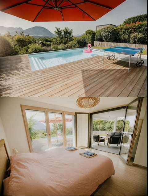 Super view and swimming pool 10 min from Annecy