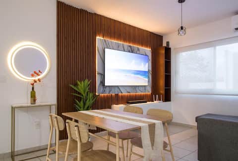 Modern apartment with Smart TV and stylish design