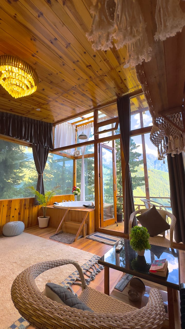 Luxury Glass Cabin+private Jacuzzi | Valley View - Jibhi