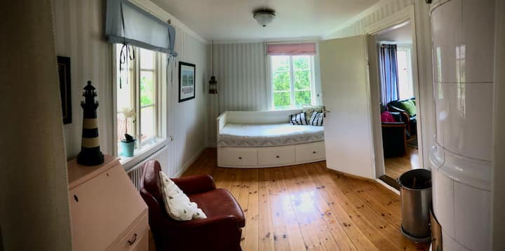 楼下房间配有一张沙发床，可供两人使用。