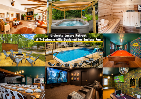 7 bdrm 5000sf Grand Pool Villa|Hottub|Sauna|Movie