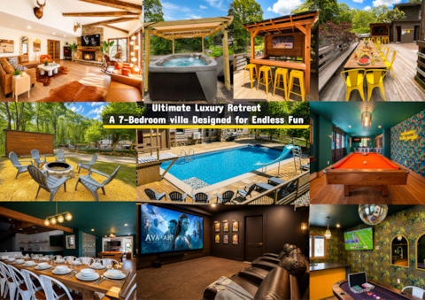 7 bdrm 5000sf Grand Pool Villa|Hottub|Sauna|Movie