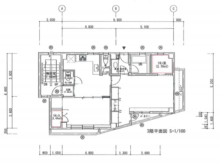 浅草寺步行8分，浅草车站步行3分，交通便利，房间大，原区长旧宅【飯村亭】3rd Floor - 浅草
