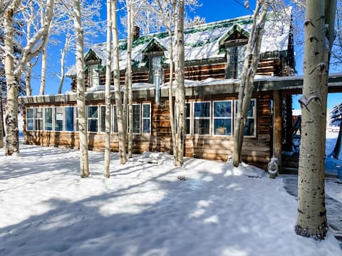 Authentic Log House with Fish Pond