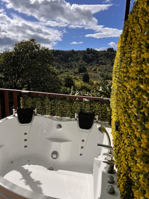 luxury glamping with mountain view hot tub