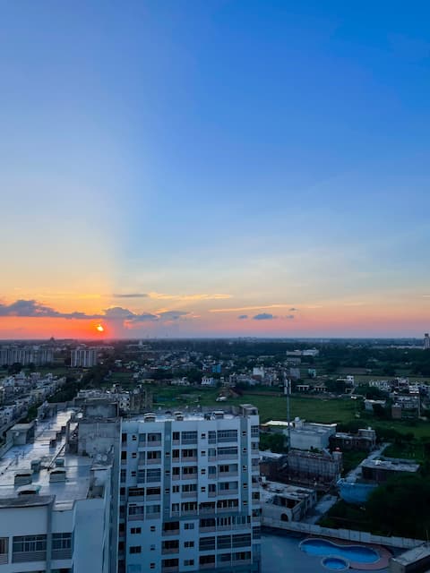 Vrindavan Skyline Apartment 1BHK : Sunset view