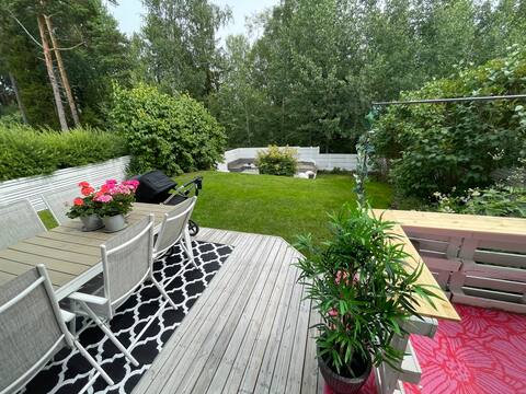 Modern house with cozy garden social areas