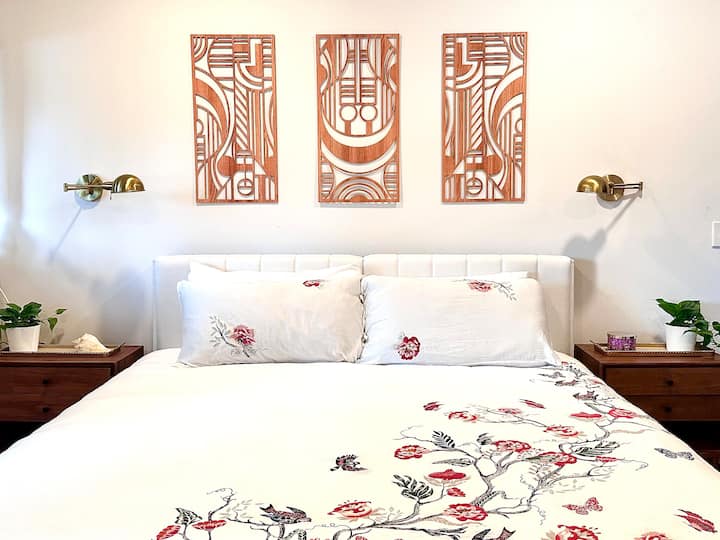 Ridiculously comfortable new mattress, and always with a mattress, pad, topper, pillow, protectors, smooth sheets, and a spacious – yet cozy space.