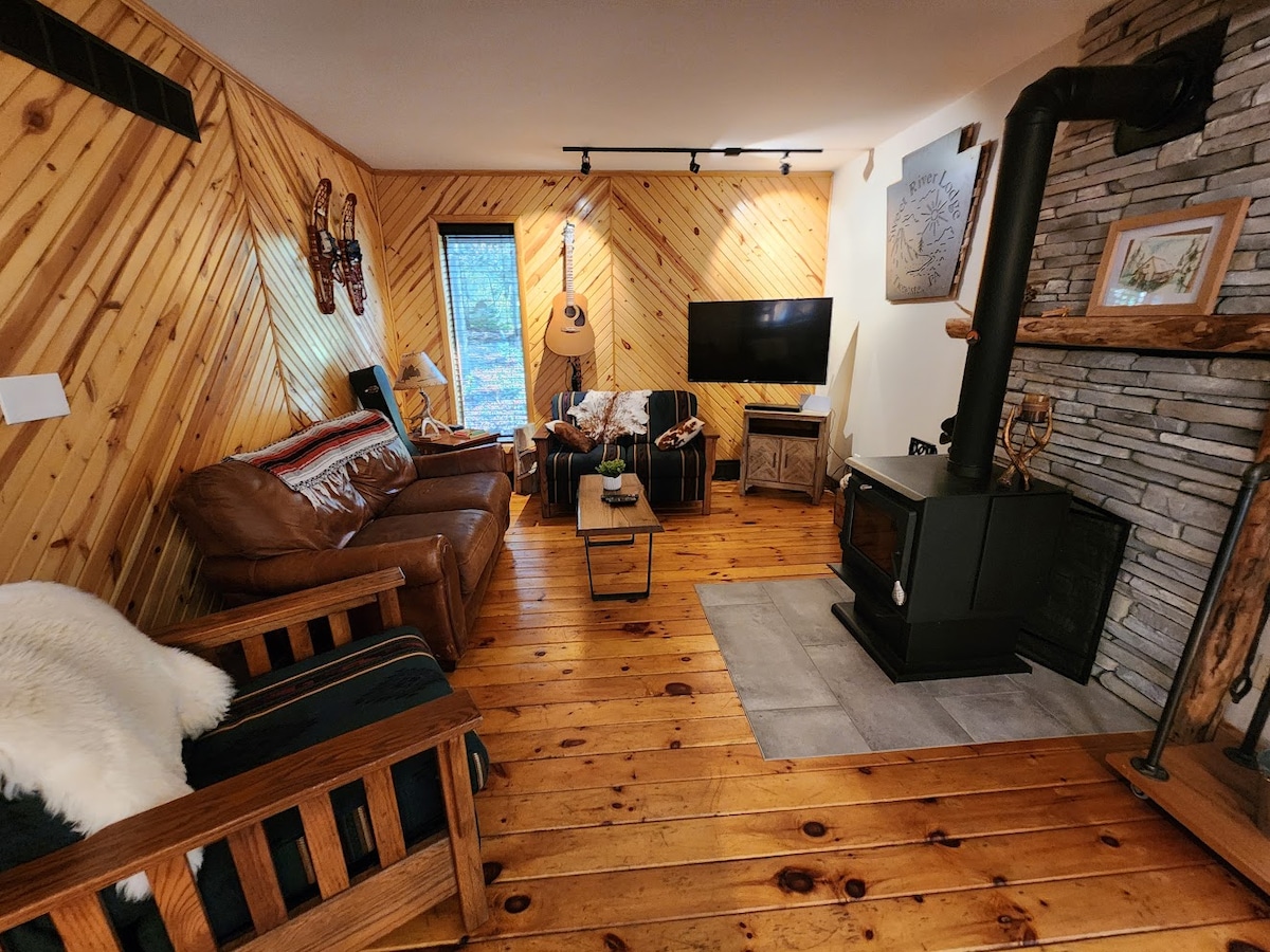 Light up the wood stove, grab your favorite drink and play a tune! at Sweet River Lodge in Tionesta
