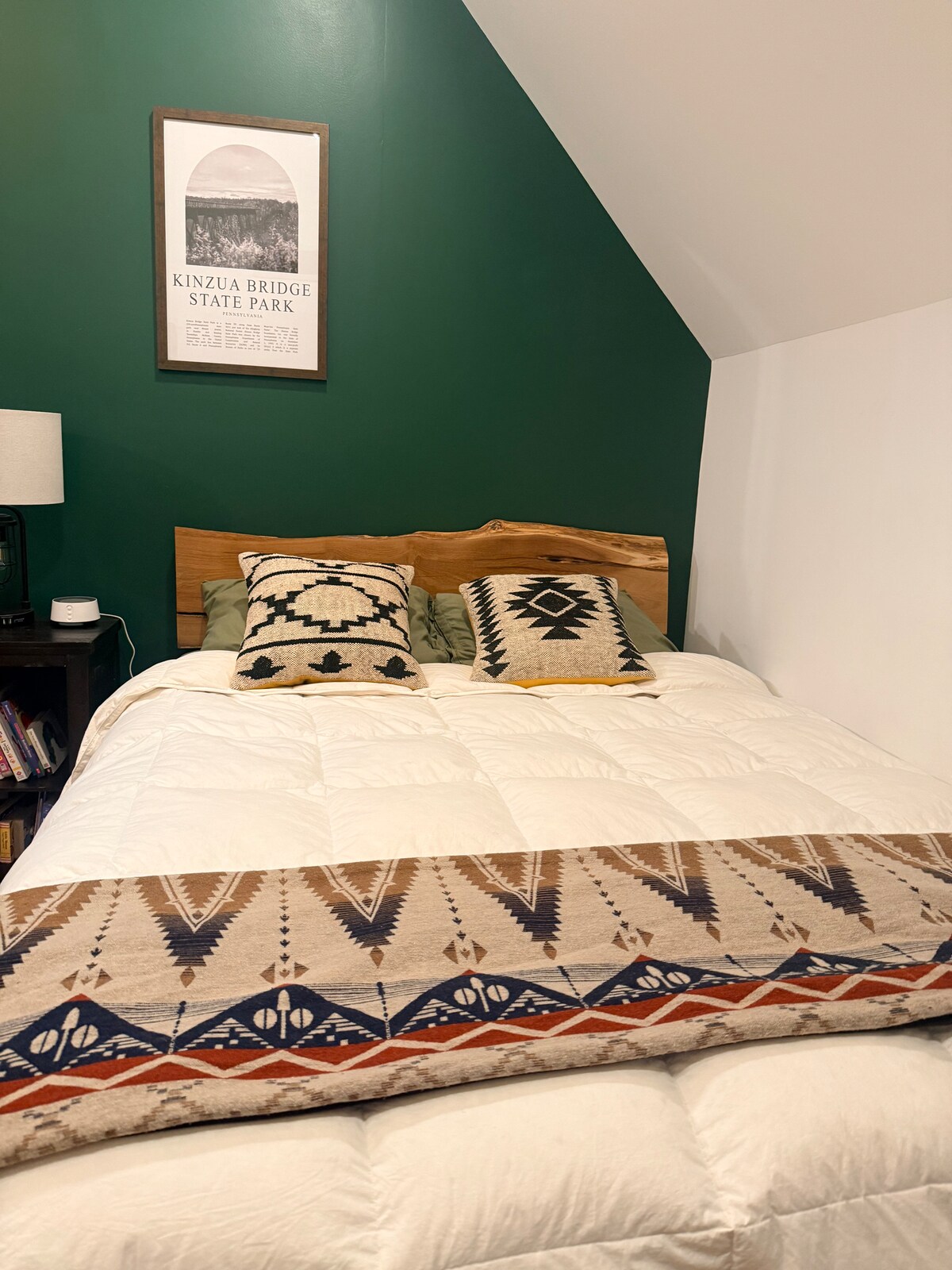 Unique headboards made from Osage, better know as the monkey ball tree. at Sweet River Lodge in Tionesta