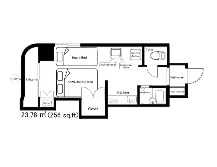 地下鉄西11丁目駅徒歩12分｜すすきの・大通公園徒歩15分｜2ベッド・2名最適｜１r24㎡｜e906 - Sapporo