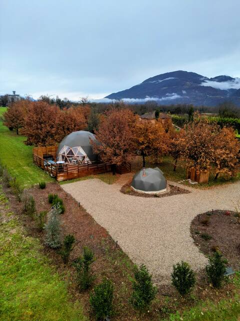 luxury dome with hot tub and sauna