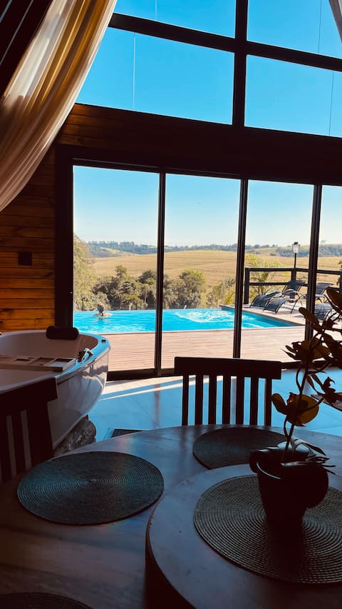 Luxury Chalet for Couples with 35° Pool and Jacuzzi