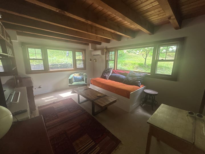 ამ საძინებელში/ტელევიზორში არის დღის საწოლი, რომელიც შეიძლება ორეულიდან მეფედ გარდაიქმნას.  