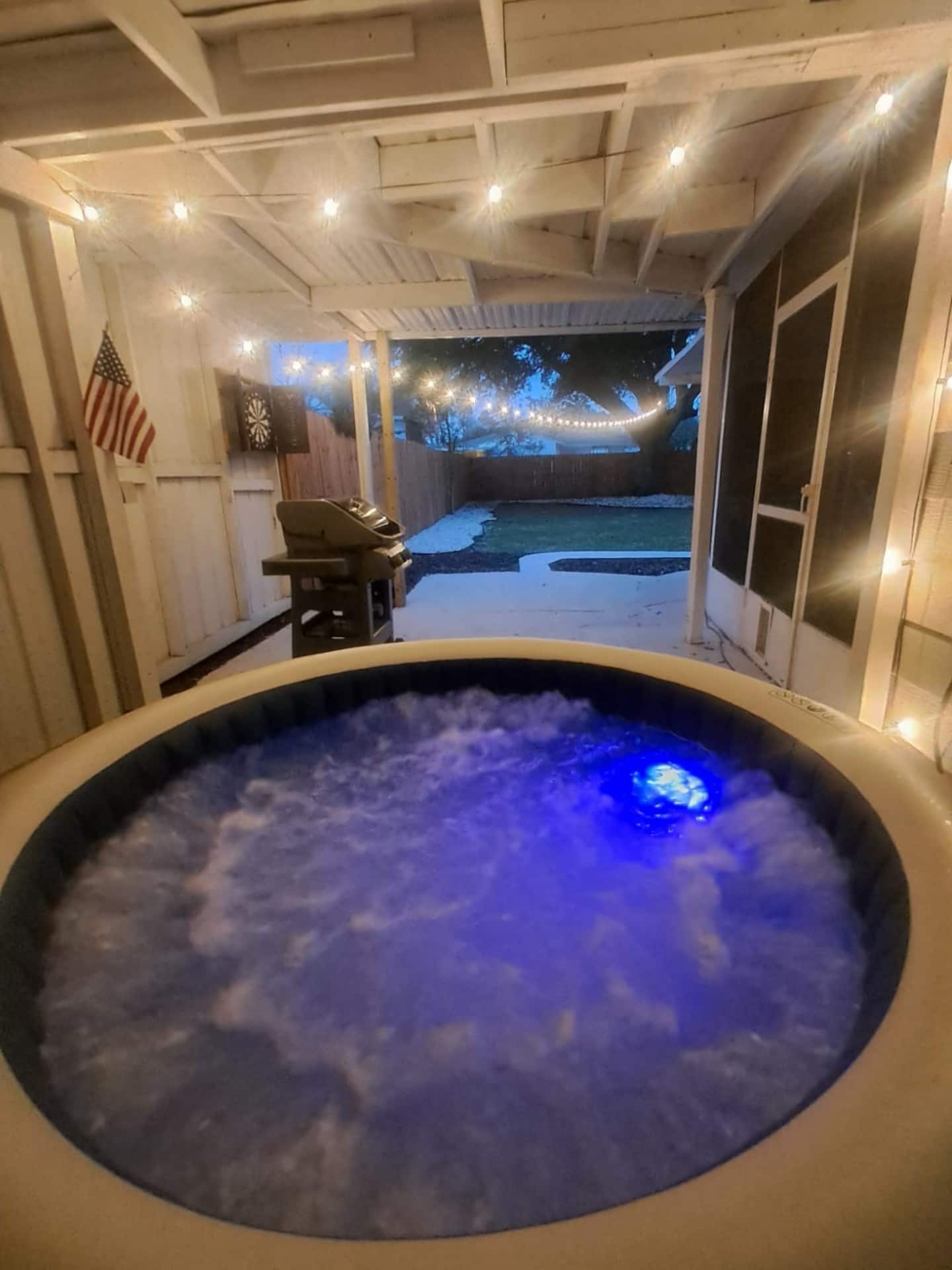 Hot tub on the patio