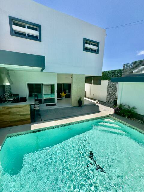 A heated pool in luxurious residence