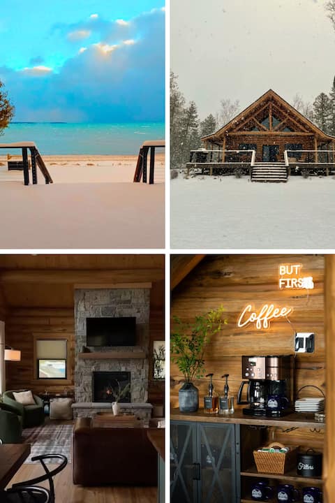 Luxury Log Cabin on Lake Michigan w/Barrel Sauna