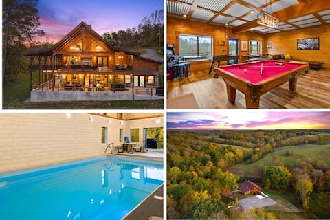 Hocking Hills Lux Lodge Indoor Pool HotTub Firepit