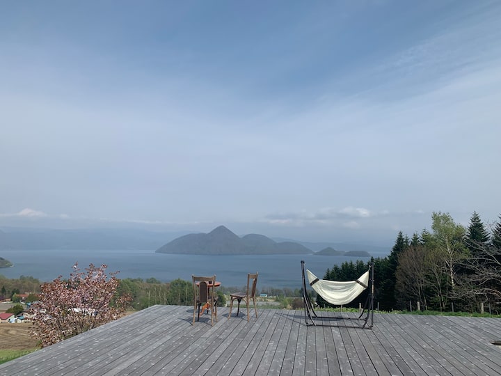 Cottage on a hill overlooking the lake