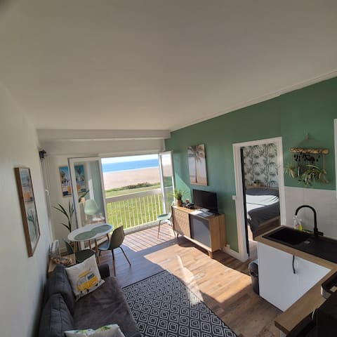 Panoramic view of Siouville Beach (for 5+ people, studio available)