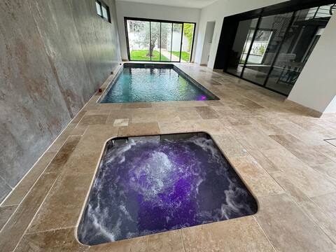 Indoor pool and jacuzzi apartment