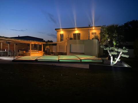 Contemporary home with pool and spa