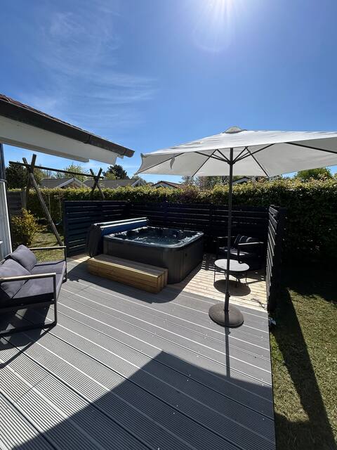 Lovely house by Dyngby beach with large outdoor spa