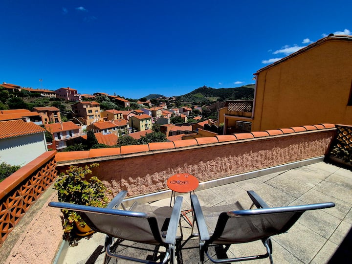 T2 éQuipé, Grande Terrasse Avec Vue, Clim, Parking - Collioure