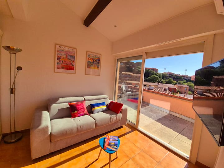 T2 éQuipé, Grande Terrasse Avec Vue, Clim, Parking - Colliure