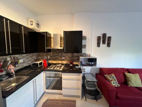 3BR Ground Apt: Queen Bed,2 Baths, WiFi, AC, 8ppl