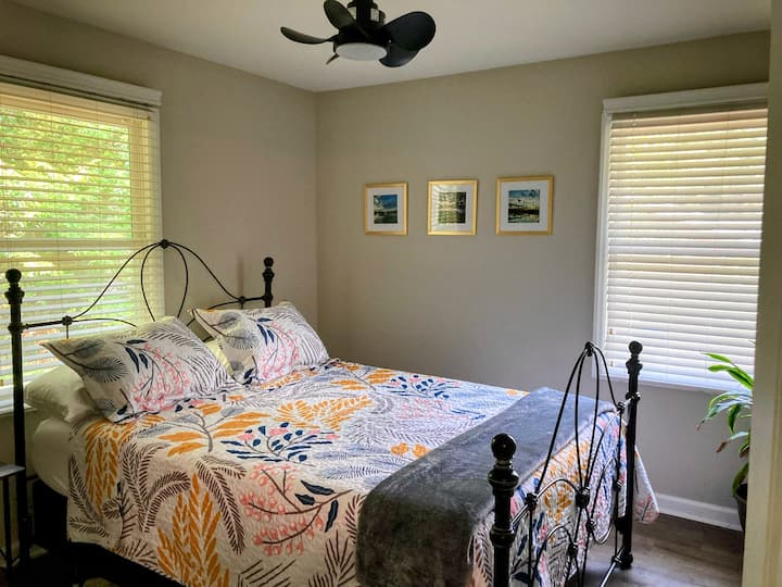 Queen bed with full length mirror