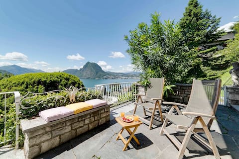 [2 Parking Spots]House Beautiful View-Lake Lugano!