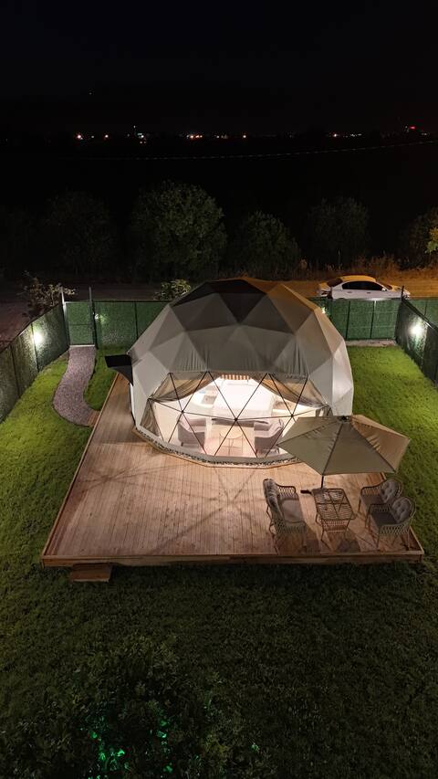 Green glamping dome