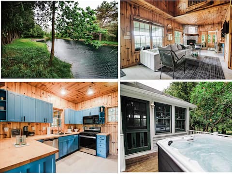 Modern Pondside Retreat W/ Hot tub