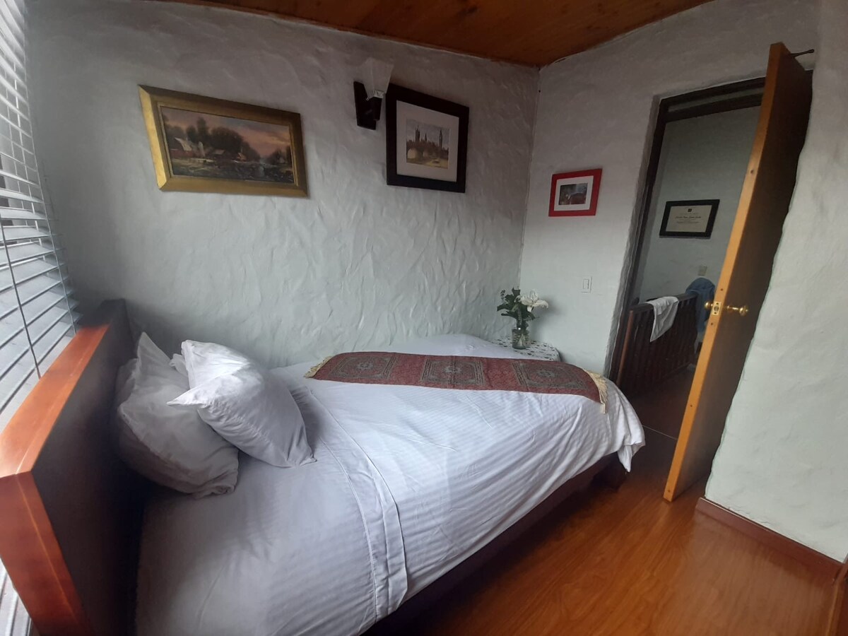 חדר נוח עם מיטת יחיד.