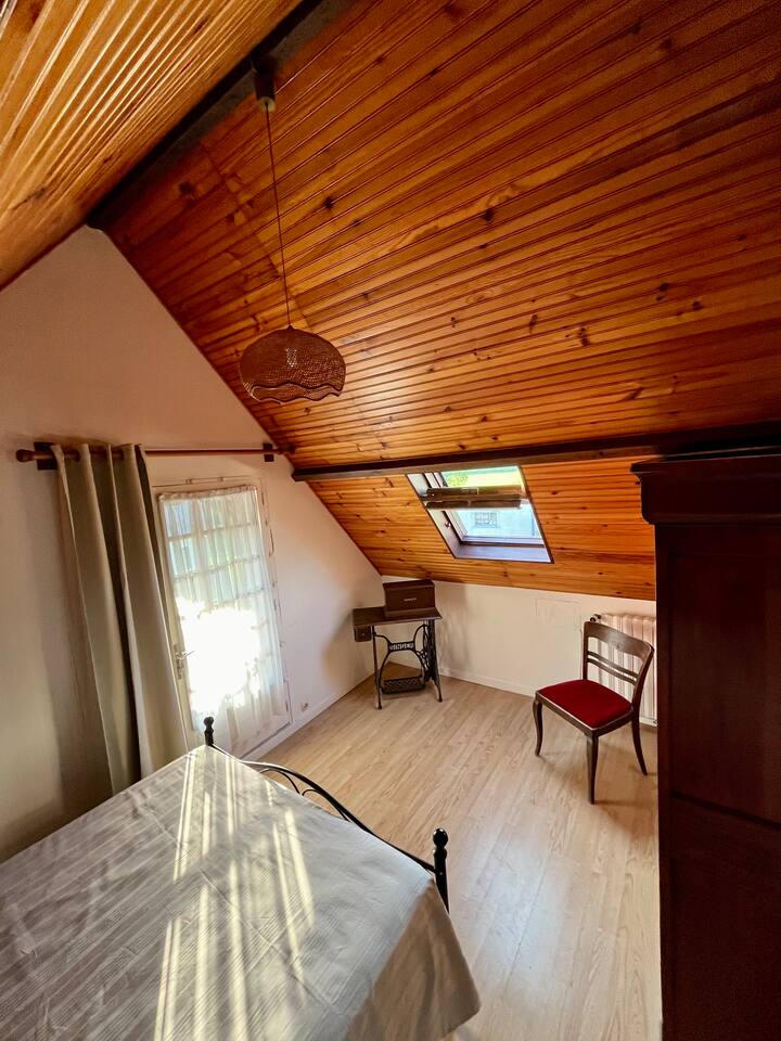 נופים של צמחייה ויער. 
וילון האפלה של Velux נוסף מאז הצילום.