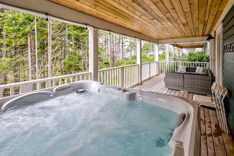 Steps to Town, Hot Tub + Ocean View, Double Patio