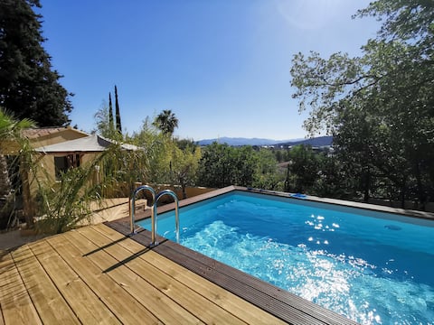 Colorful palm tree house