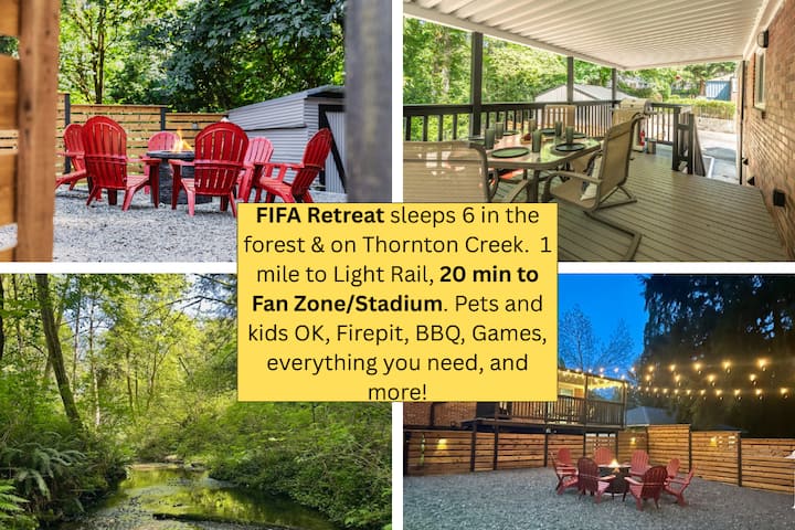 Creekside Stay • Firepit • King Bed  • Fifa Zone - Shoreline, WA
