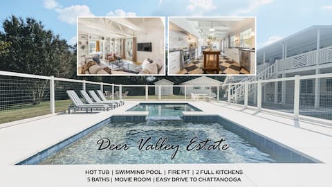 Pool, Spa, 2 Kitchens, 5 Baths, 15m to Chatt!