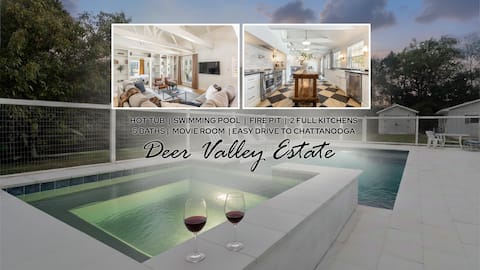 Pool, Spa, 2 Kitchens, 5 Baths, 15m to Chatt!