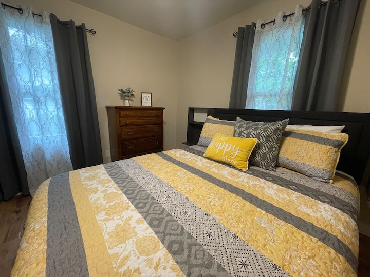 3rd Bedroom complete with brand new mattress, ceiling fan and black out curtains! 