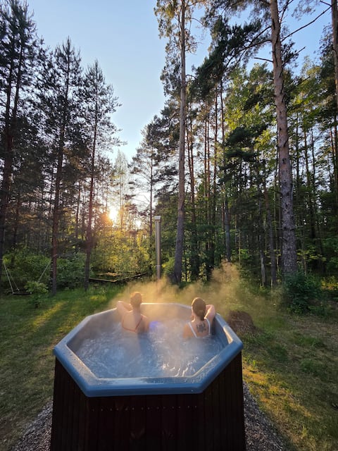 Nordic Forest Cabin near Võru with hot tub