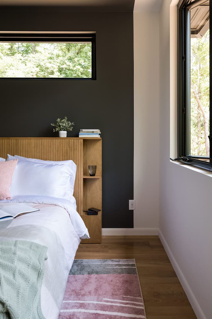 Bedroom (alt): Soft light, soft linen, the deepest sleep in months.