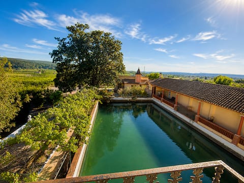 Springtime in a private farmhouse with a pool