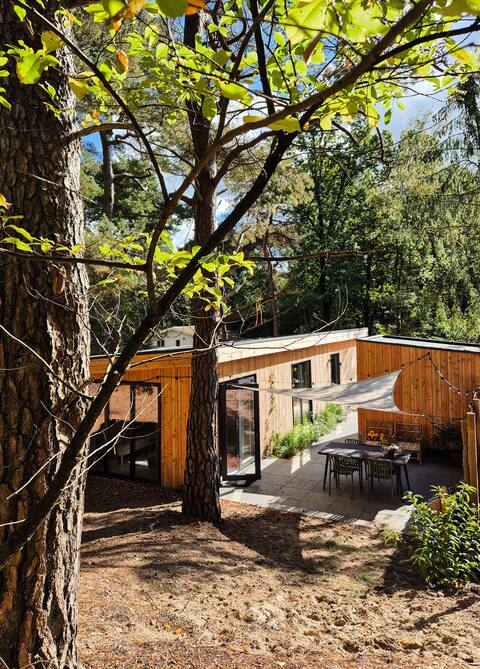 Stylish forest lodge with sauna, kid friendly
