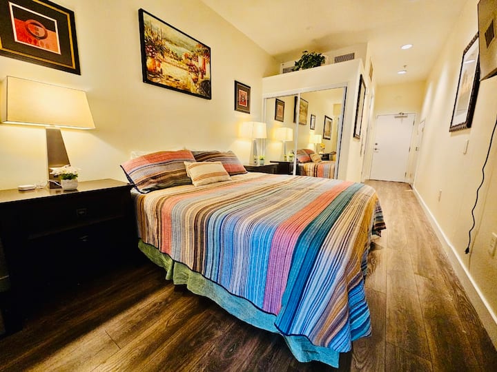 The king size sofa bed at the ground floor. 
There also a full size sofa bed at the room also 