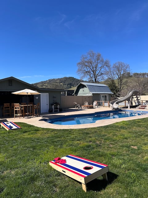 Pool + Waterslide, Spa, & Sauna