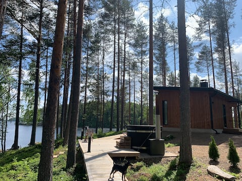Stunning sauna cabin by the lake | Fishing | Remote work